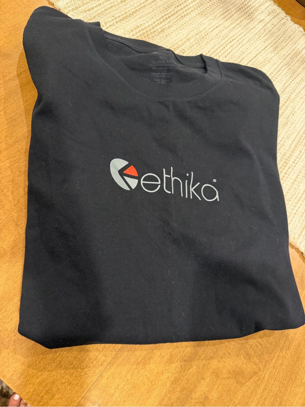 ethika Black Short Sleeve Tee with Front Logo